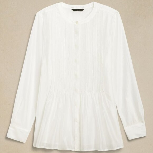 Banana Republic Outlet Pintuck Organza Blouse White Size S - Picture 1 of 11